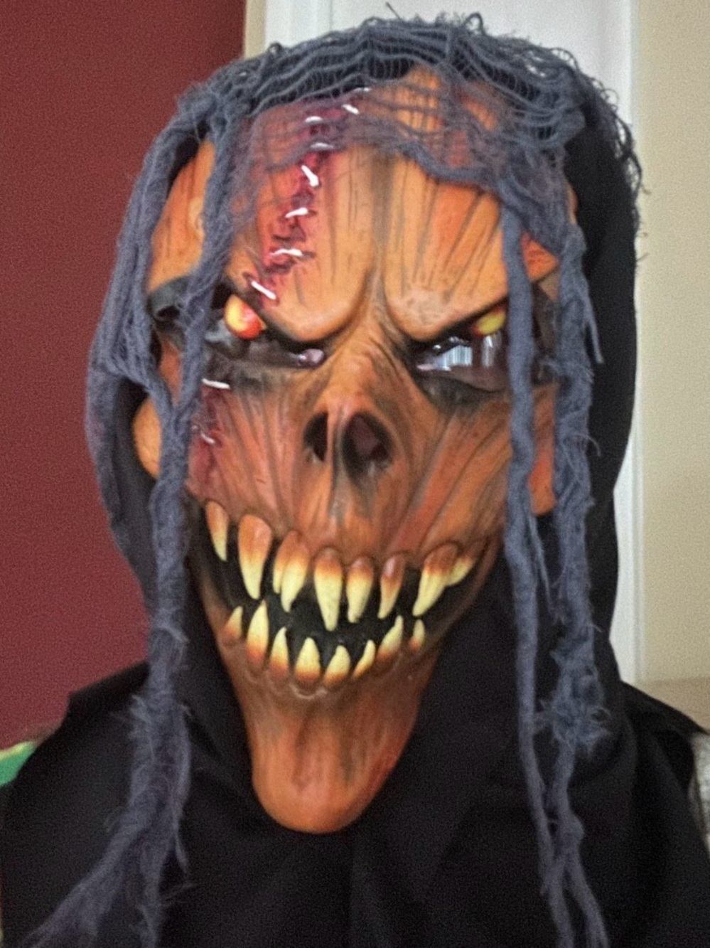 Evil Stitched Scarecrow Halloween Full Head Mask